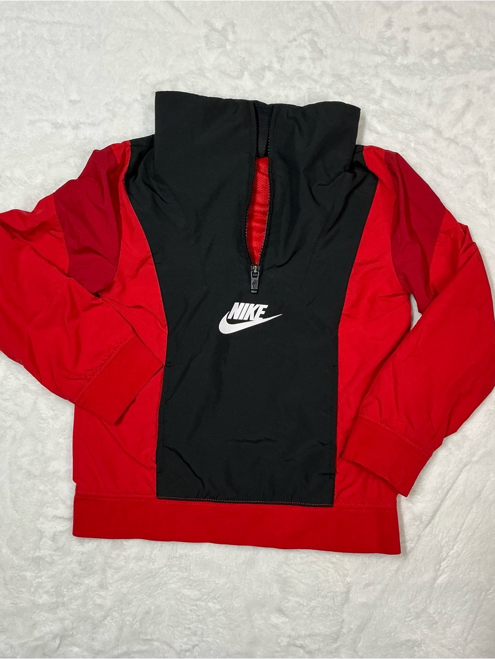 Nike Kids Red and Black Half-Zip Pullover